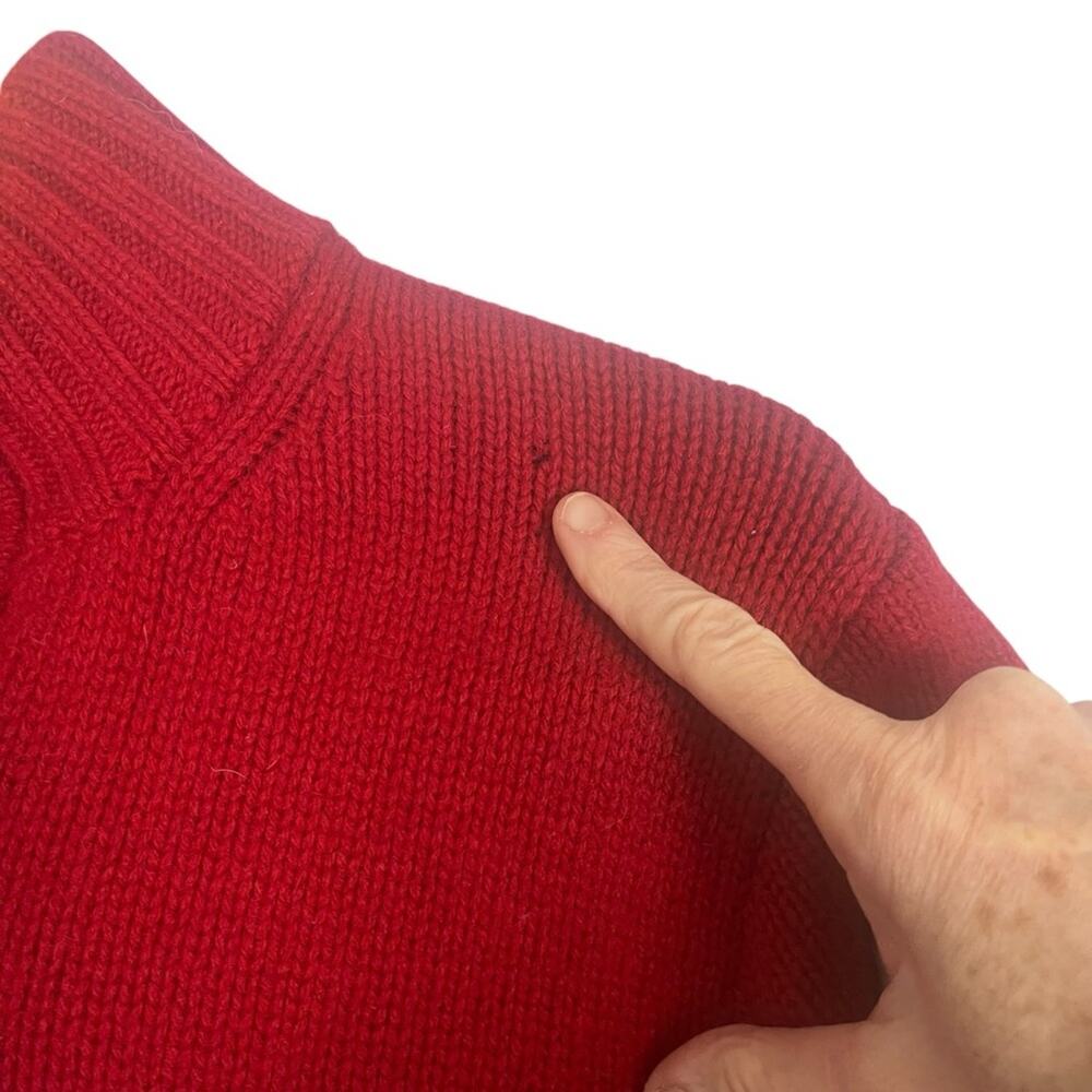 Vintage Gap Ski Sweater Mens Medium Lambswool 1/4 Zip Fair Isle Red White Knit - Picture 11 of 11